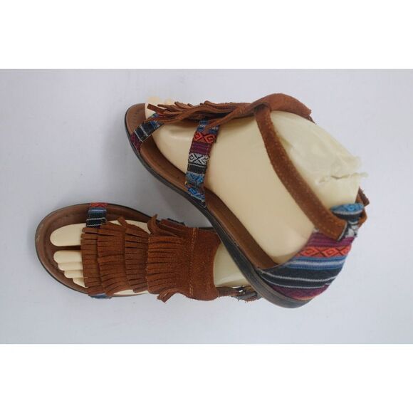 Minnetonka Maui Brown Leather Fringe Sandals 71302 Women’s Size 7 - Picture 1 of 12